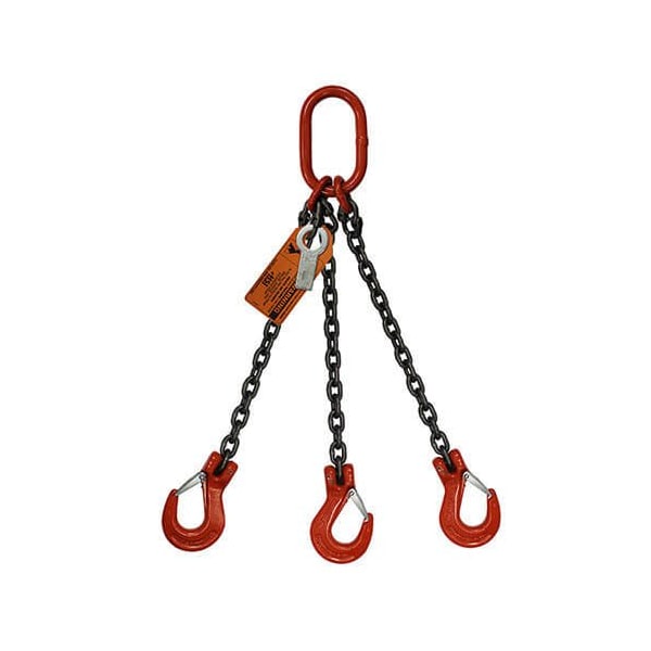 Hsi Three Leg Bridle Chain Slng, 9/32 in dia, 14ft L, Oblong Link to Slng Hook, 11,200lb Lmt 10TOS9/32-14 - main